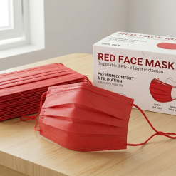 Red Face Mask – 3-Layer Protection