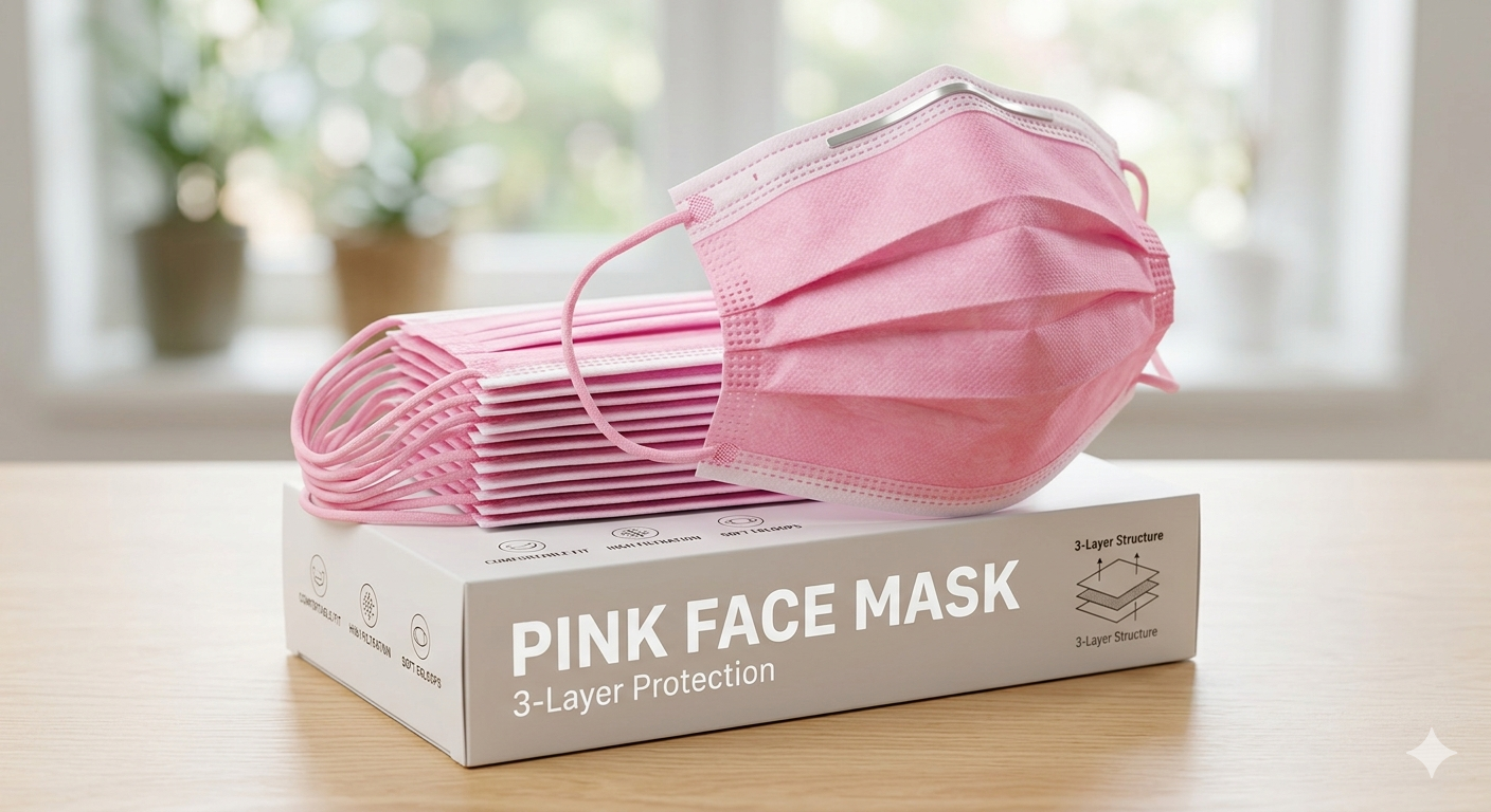 Pink Face Mask – 3-Layer Protection