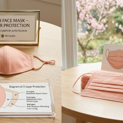 Peach Face Mask – 3-Layer Protection
