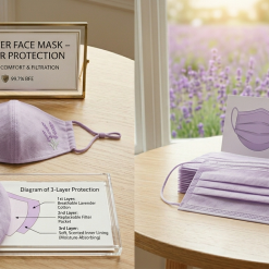 Lavender Face Mask – 3-Layer Protection